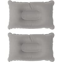 OUNONA 2pcs Almohada de Tela de Espesor Flocado Inflable Almohada de Viaje portátil para Actividades al Aire Libre (Gris…